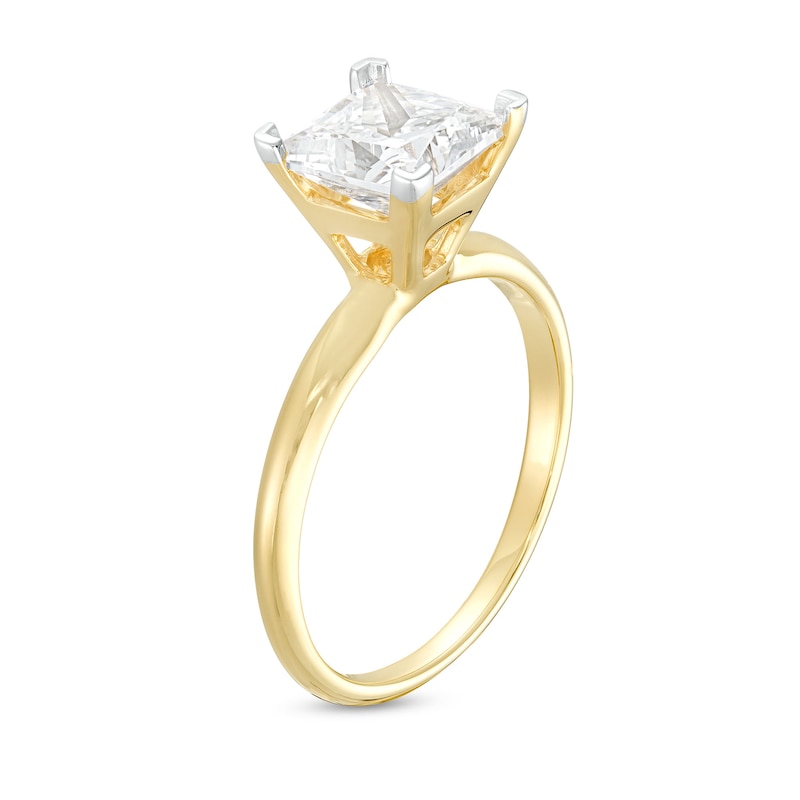 Main Image 3 of 2.50 CT. Certified Princess-Cut Lab-Grown Diamond Solitaire Engagement Ring in 14K Gold (F/SI2)