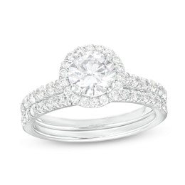 1.70 CT. T.W. Certified Lab-Grown Diamond Frame Bridal Set in 14K White Gold (F/SI2)