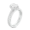 1.70 CT. T.W. Certified Oval Lab-Grown Diamond Frame Bridal Set in 14K White Gold (F/SI2)