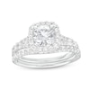 1.80 CT. T.W. Certified Lab-Grown Diamond Cushion Frame Split Shank Bridal Set in 14K White Gold (F/SI2)