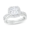 2.80 CT. T.W. Certified Princess-Cut Lab-Grown Diamond Cushion Frame Bridal Set in 14K White Gold (F/SI2)