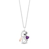 Thumbnail Image 1 of Disney Treasures Lilo and Stitch Amethyst and 0.12 CT. T.W. Diamond Pendant in Sterling Silver and 10K Rose Gold - 19"