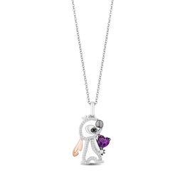 Disney Treasures Lilo and Stitch Amethyst and 0.12 CT. T.W. Diamond Pendant in Sterling Silver and 10K Rose Gold - 19"