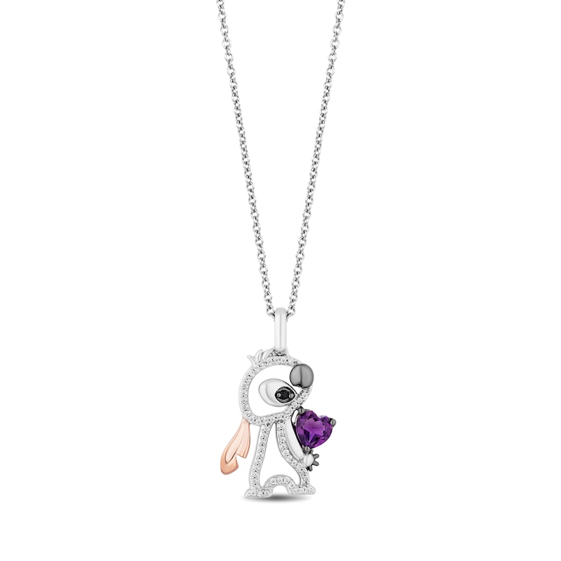 Disney Treasures Lilo and Stitch Amethyst and 0.12 CT. T.W. Diamond Pendant in Sterling Silver and 10K Rose Gold - 19"|Peoples Jewellers