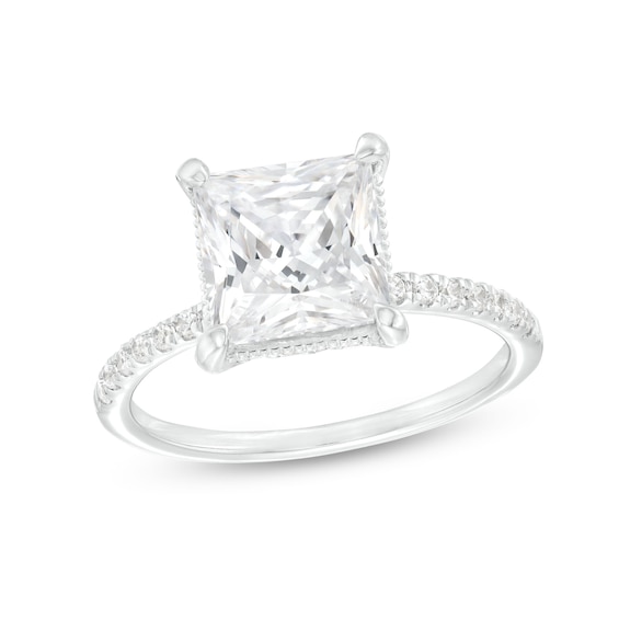 3.25 CT. T.W. Certified Princess-Cut Lab-Grown Diamond Engagement Ring in 14K White Gold (F/SI2)