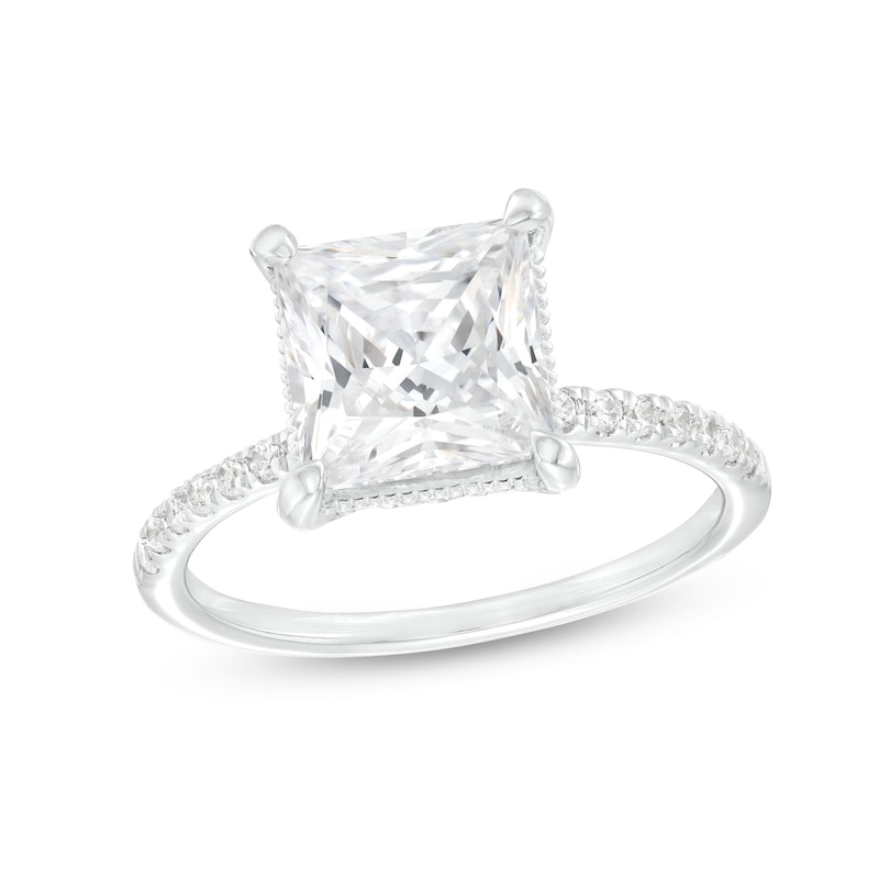 3.25 CT. T.W. Certified Princess-Cut Lab-Grown Diamond Engagement Ring in 14K White Gold (F/SI2)