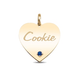 3.0mm Gemstone Engravable Script Heart Disc Pet Tag (1 Stone and 1-5 Lines)