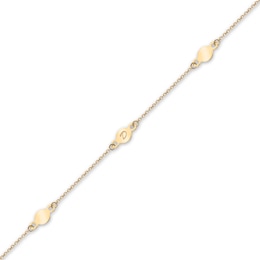 Engravable Script Initial Mini Disc Station Anklet (1-7 Initials) - 10"