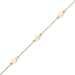 Engravable Script Initial Mini Disc Station Bracelet (1-5 Initials) - 7.25"