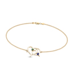 Couple's 3.0mm Gemstone Interlocking Hearts Bracelet (2 Stones)