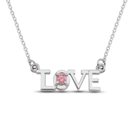 3.0mm Gemstone "LOVE" Necklace (1 Stone)