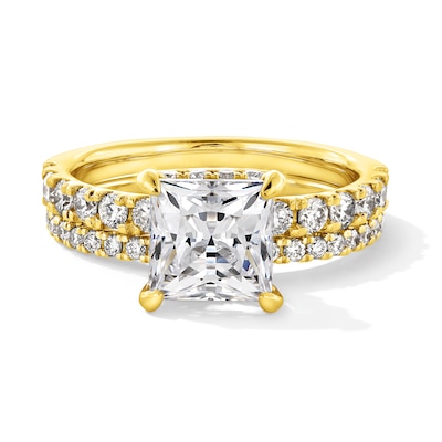 3.00 CT. T.W. Certified Princess-Cut Lab-Grown Diamond Bridal Set in 14K Gold (F/SI2)