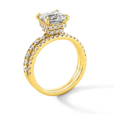 3.00 CT. T.W. Certified Princess-Cut Lab-Grown Diamond Bridal Set in 14K Gold (F/SI2)