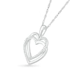 Thumbnail Image 1 of Diamond Accent Beaded Layered Interlocking Hearts Drop Pendant in Sterling Silver