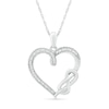 Thumbnail Image 0 of Diamond Accent Beaded Woven Infinity Loop Heart Drop Pendant in Sterling Silver