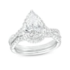 2.50 CT. T.W. Certified Pear-Shaped Lab-Grown Diamond Frame Crossover Split Shank Bridal Set in 14K White Gold (F/SI2)
