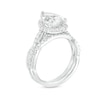 2.50 CT. T.W. Certified Pear-Shaped Lab-Grown Diamond Frame Crossover Split Shank Bridal Set in 14K White Gold (F/SI2)