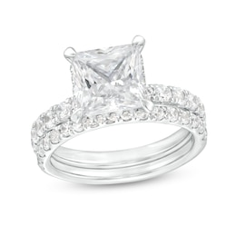 3.00 CT. T.W. Certified Princess-Cut Lab-Grown Diamond Bridal Set in 14K White Gold (F/SI2)