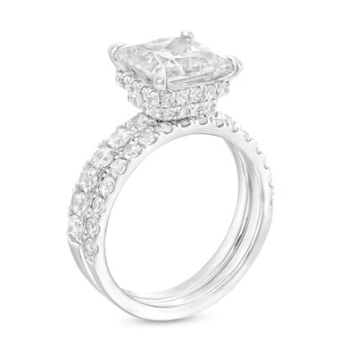 3.00 CT. T.W. Certified Princess-Cut Lab-Created Diamond Bridal Set in 14K White Gold (F/SI2)