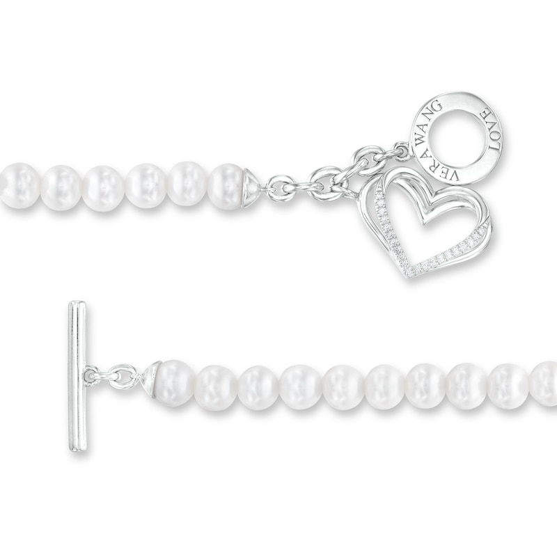Main Image 3 of The Kindred Heart from Vera Wang Love Collection Freshwater Cultured Pearl and Diamond Bracelet in Sterling Silver