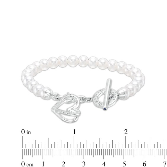 The Kindred Heart from Vera Wang Love Collection Freshwater Cultured Pearl and Diamond Bracelet in Sterling Silver