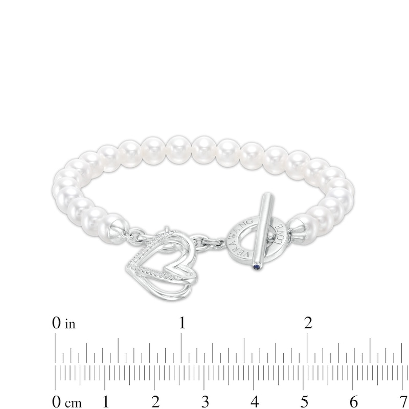 Main Image 4 of The Kindred Heart from Vera Wang Love Collection Freshwater Cultured Pearl and Diamond Bracelet in Sterling Silver