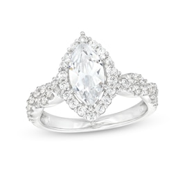 1.50 CT. T.W. Certified Marquise-Cut Lab-Created Diamond Frame Twist Shank Engagement Ring in 14K White Gold (F/SI2)