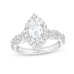 1.50 CT. T.W. Certified Marquise-Cut Lab-Grown Diamond Frame Twist Shank Engagement Ring in 14K White Gold (F/SI2)