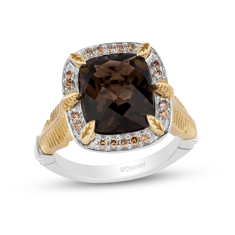 Enchanted Disney Pocahontas Smoky Quartz and 0.18 CT. T.W. Champagne Diamond Frame Ring in Sterling Silver and 10K Gold|Peoples Jewellers