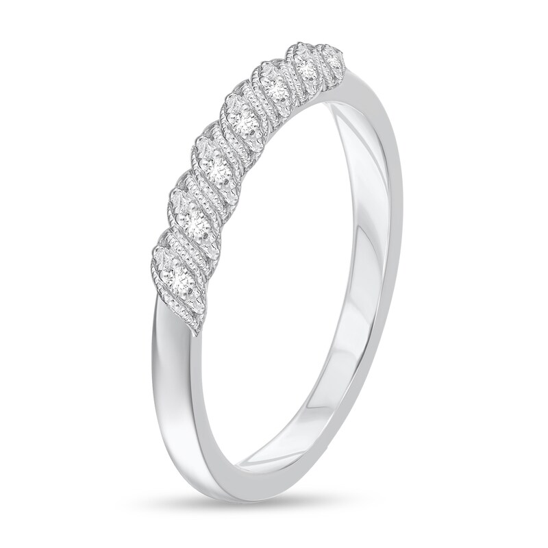 Main Image 2 of 0.05 CT. T.W. Diamond Cascading Vintage-Style Band in 10K White Gold