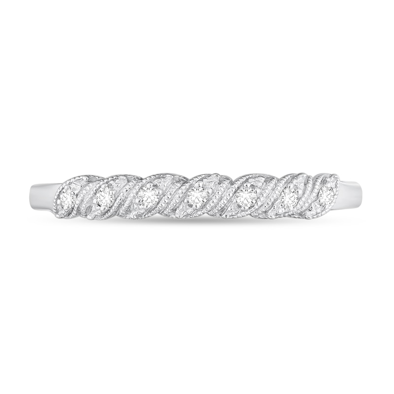 Main Image 3 of 0.05 CT. T.W. Diamond Cascading Vintage-Style Band in 10K White Gold