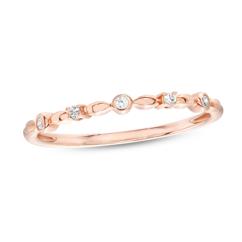 0.05 CT. T.W. Diamond Five Stone Anniversary Band in 10K Rose Gold