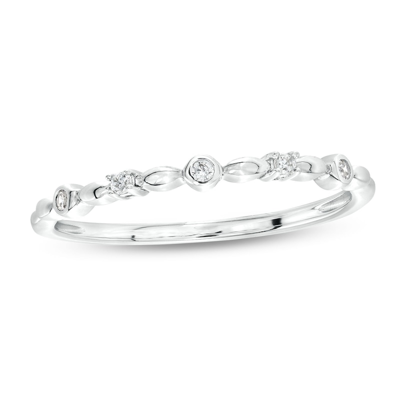 0.05 CT. T.W. Diamond Five Stone Anniversary Band in 10K White Gold