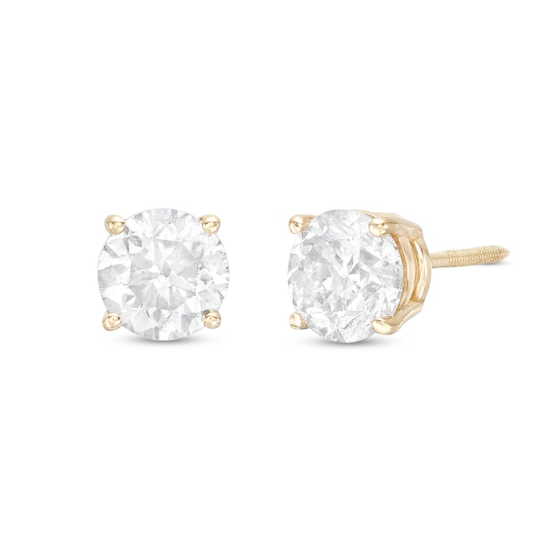 Main Image 1 of 1.23 CT. T.W. Diamond Solitaire Stud Earrings in 10K Gold (I/I3)