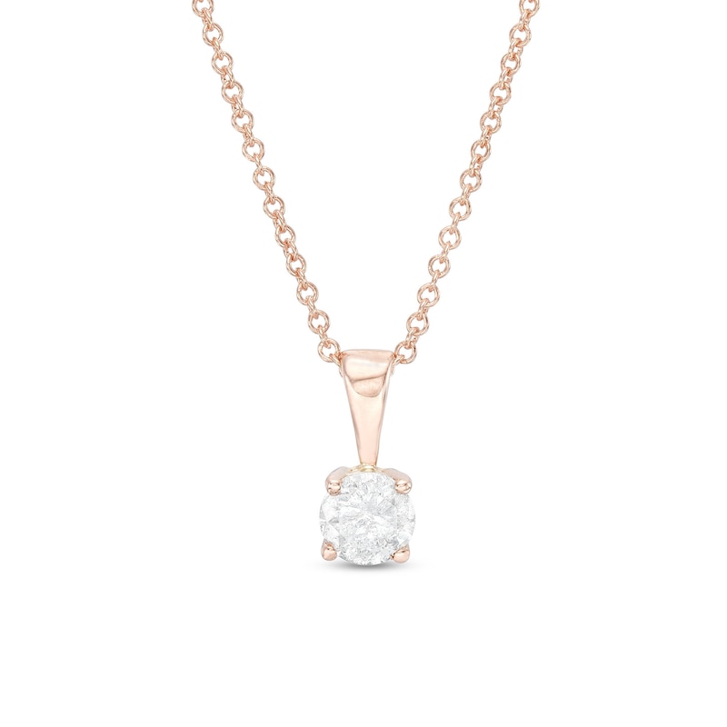 Main Image 1 of 0.18 CT. Diamond Solitaire Pendant in 10K Rose Gold (I/I3)