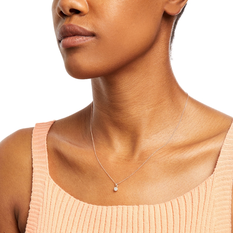 Main Image 2 of 0.18 CT. Diamond Solitaire Pendant in 10K Rose Gold (I/I3)