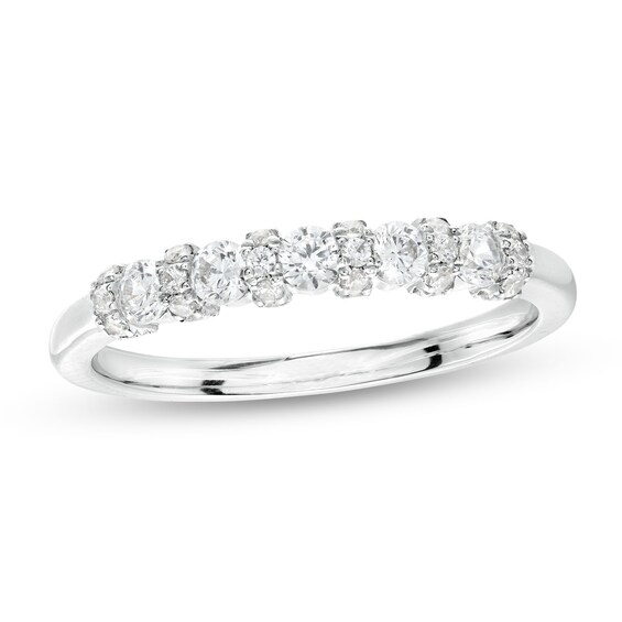 0.50 CT. T.W. Diamond Alternating Anniversary Band in 10K White Gold