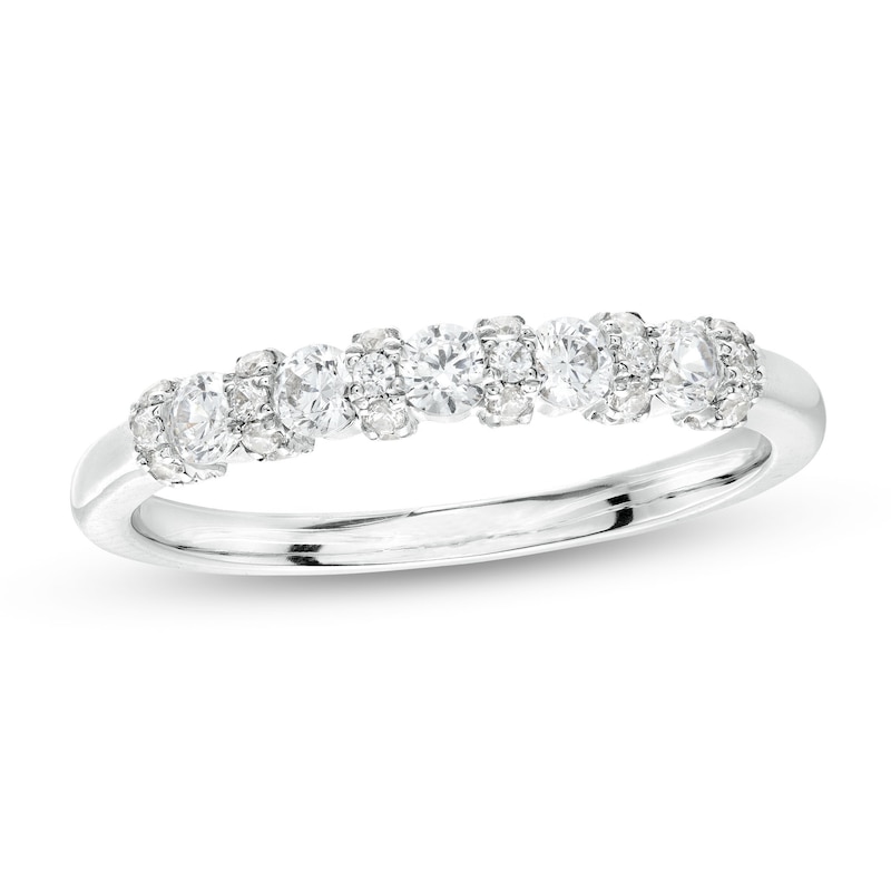0.50 CT. T.W. Diamond Alternating Anniversary Band in 10K White Gold