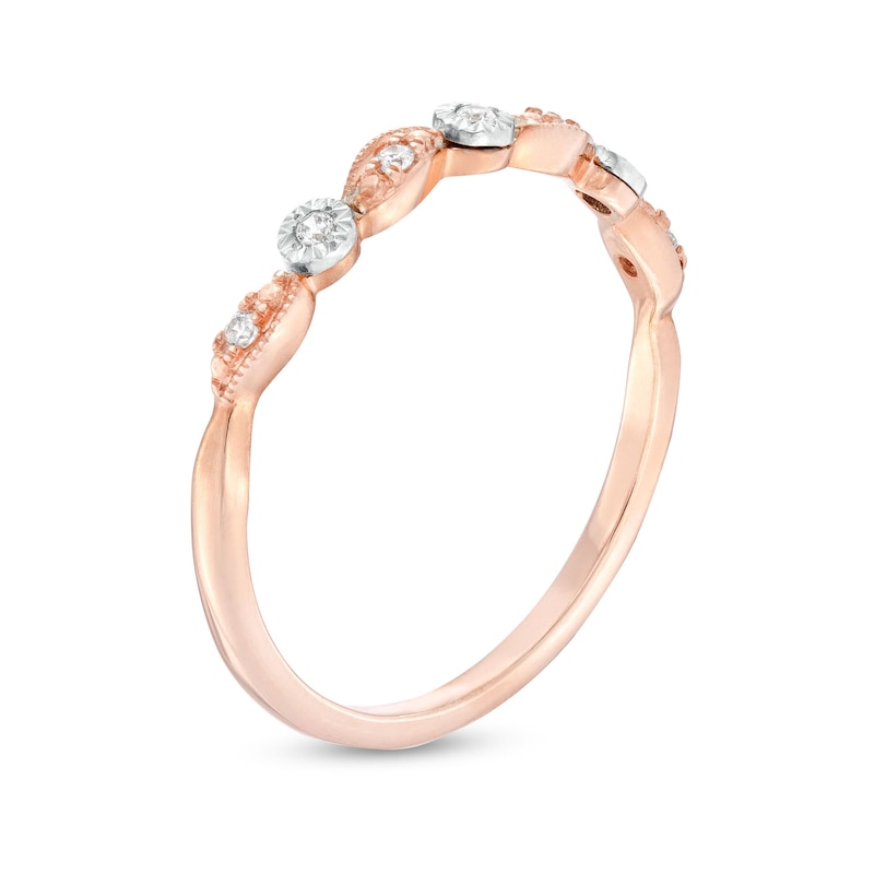 0.05 CT. T.W. Diamond Alternating Swirl Vintage-Style Anniversary Band in 10K Rose Gold