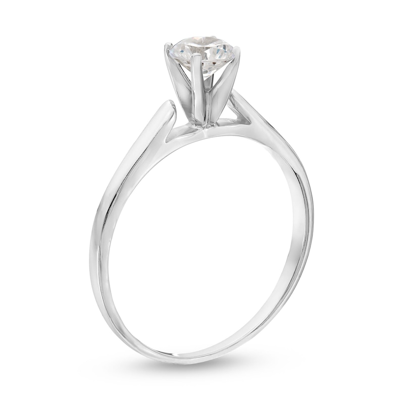 Main Image 3 of 0.45 CT. Diamond Solitaire Tapered Shank Engagement Ring in Platinum (I/I2)