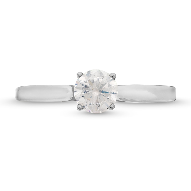 Main Image 4 of 0.45 CT. Diamond Solitaire Tapered Shank Engagement Ring in Platinum (I/I2)