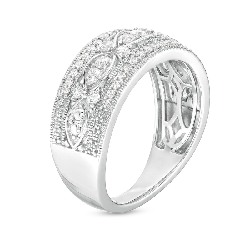 0.50 CT. T.W. Diamond Vintage-Style Multi-Row Anniversary Band in 10K White Gold