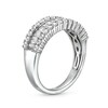1.00 CT. T.W. Baguette and Round Diamond Triple Row Anniversary Band in 14K White Gold