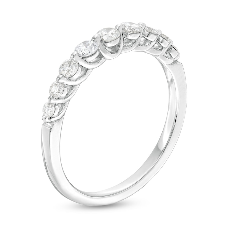 0.50 CT. T.W. Certified Diamond Graduated Nine Stone Anniversary Band in 18K White Gold (F/I1)|Peoples Jewellers