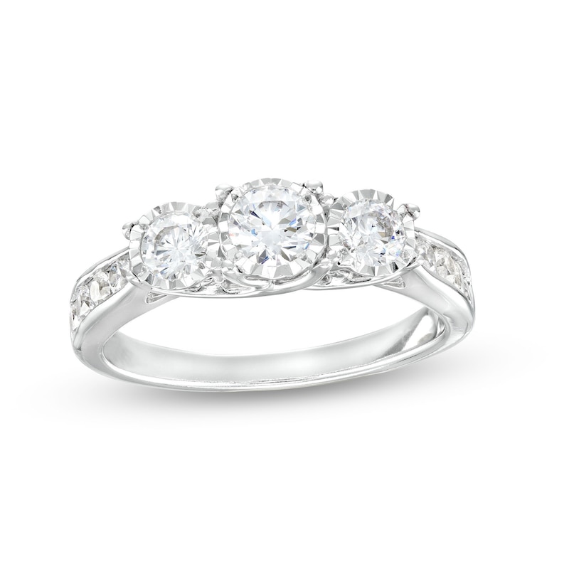 1.00 CT. T.W. Diamond Miracle Past Present Future® Engagement Ring in 10K White Gold (I/I2)|Peoples Jewellers