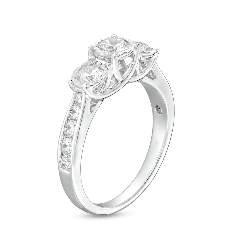 Main Image 3 of 1.00 CT. T.W. Diamond Miracle Past Present Future® Engagement Ring in 10K White Gold (I/I2)