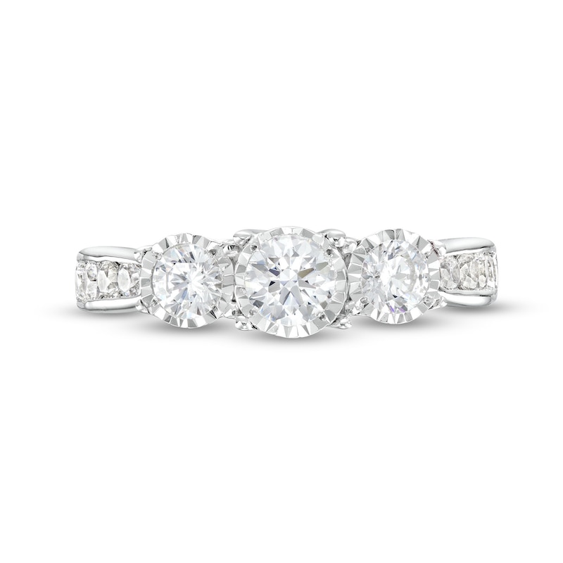 Main Image 4 of 1.00 CT. T.W. Diamond Miracle Past Present Future® Engagement Ring in 10K White Gold (I/I2)