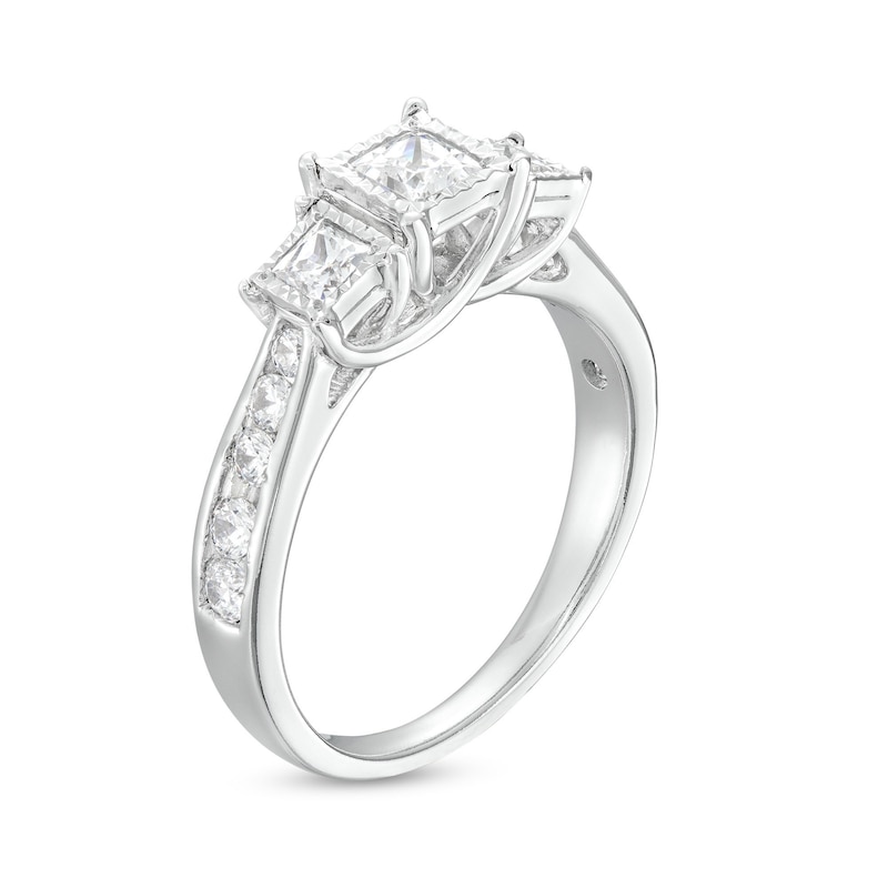 1.00 CT. T.W. Princess-Cut Diamond Miracle Past Present Future® Engagement Ring in 10K White Gold (I/I2)