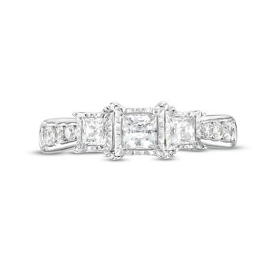 1.00 CT. T.W. Princess-Cut Diamond Miracle Past Present Future® Engagement Ring in 10K White Gold (I/I2)