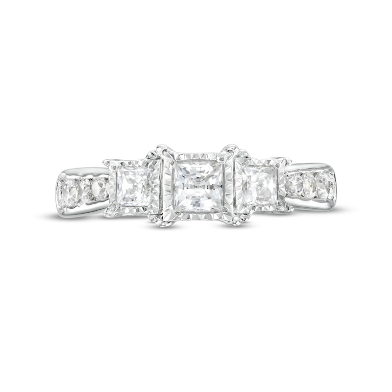Main Image 4 of 1.00 CT. T.W. Princess-Cut Diamond Miracle Past Present Future® Engagement Ring in 10K White Gold (I/I2)